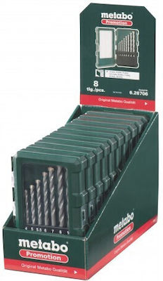 Metabo Set of 8 Diamond Drills Carbide with Cylindrical Shank for Masonry