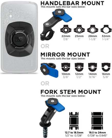 Quad Lock Mount Phone Motorcycle with Clip for Mirror