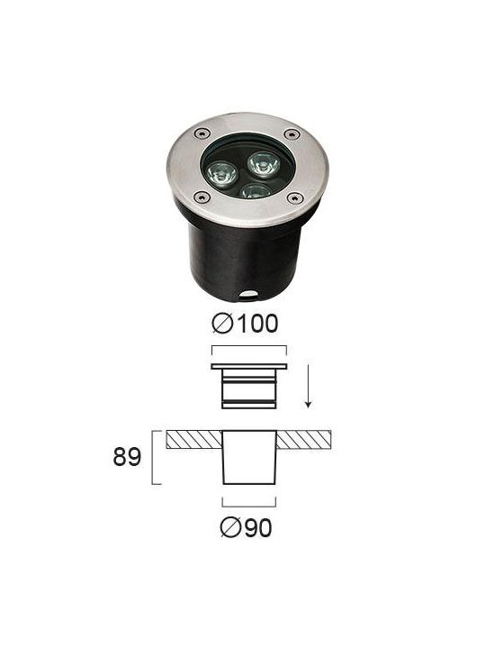 Viokef Lotus Φωτιστικό Προβολάκι LED Εξωτερικού Χώρου 3W με Θερμό Λευκό Φως IP67 Ασημί