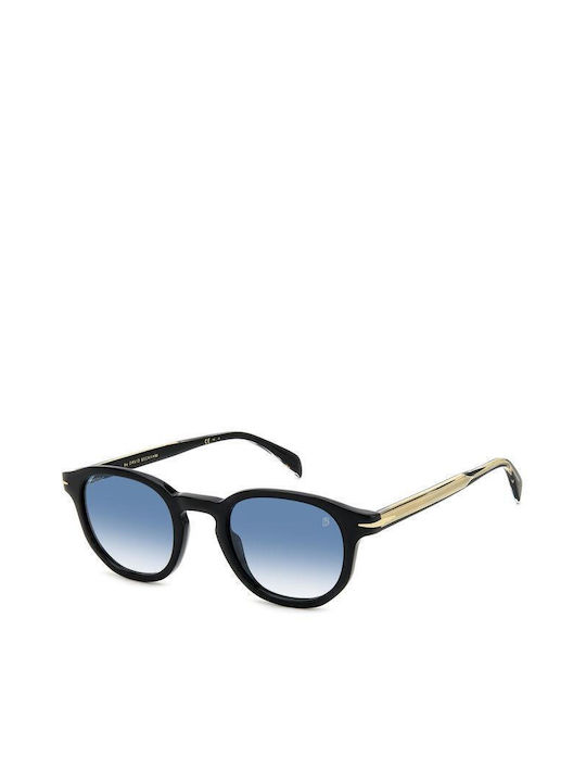 David Beckham Men's Sunglasses with Blue Plastic Frame and Black Lens DB 1007/S 807/F9