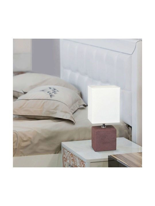 Rabalux Orlando Ceramic Table Lamp for Socket E14 with White Shade and Brown Base