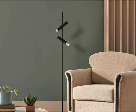Zambelis Lights LED Floor Lamp H151xW23cm. with Warm White Light 560lm Black