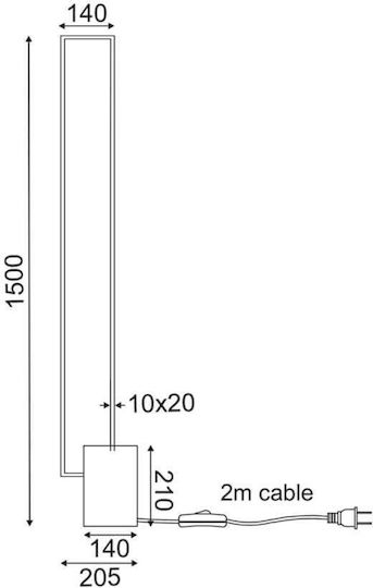 Aca Aelia LED Stehlampe H150cm. Schwarz Aca Aelia LED Stehlampe H150cm. Schwarz