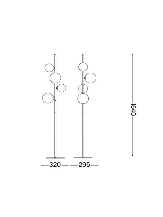Ideal Lux Perlage Φωτιστικό Δαπέδου Υ164εκ. Μαύρο