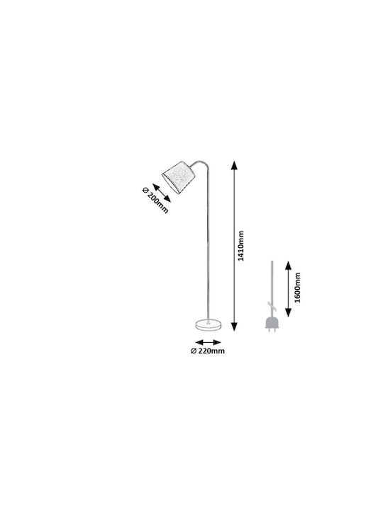 Rabalux Godric Floor Lamp H141xW22cm. with Socket for Bulb E27 Black