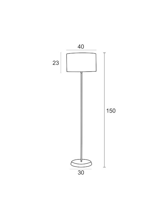 ArkoLight Φωτιστικό Δαπέδου Υ150xΜ40εκ. με Ντουί για Λαμπτήρα E27 Μαύρο