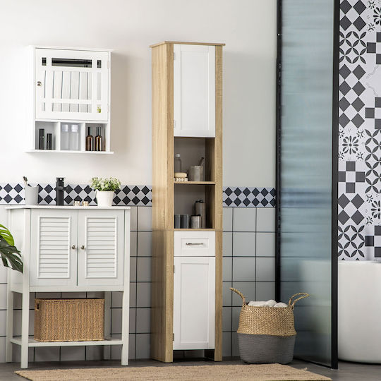 Kleankin Bathroom Cabinet L37xW30xH184cm Beige