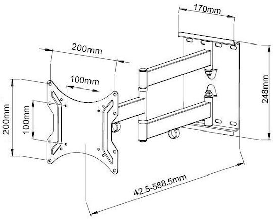 DMP NPLB136-SW Wall TV Mount with Arm up to 55" and 45kg