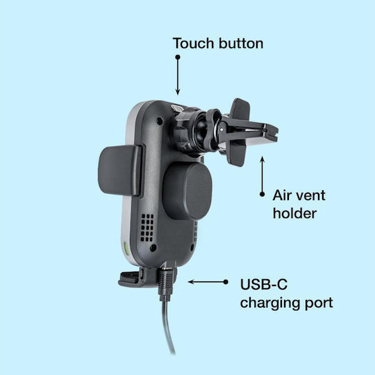 Verbatim FWC-02 Car Mobile Mount with Adjustable Hooks and Wireless Charging Black