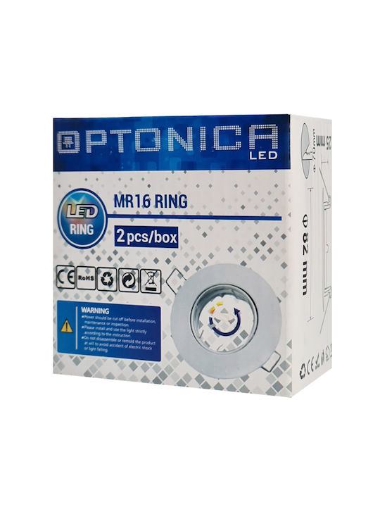 Optonica Round Metallic Frame for Spot GU5.3 Silver 8x8cm. 2pcs