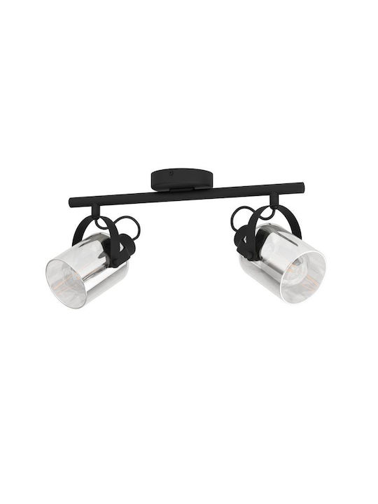 Eglo Berregas Double Spot with Socket E27 in Black Color