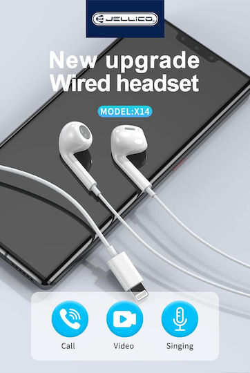 Jellico X14 Earbuds Handsfree με Βύσμα Lightning Λευκό