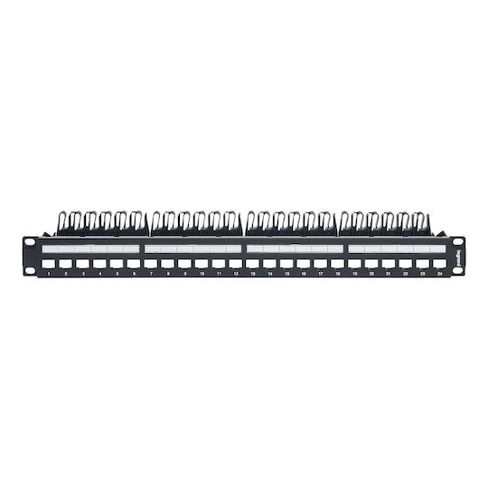 Legrand Patch Panel Keystone for Rack 1U with 24 cat5e / cat6 / cat6a Ports Black