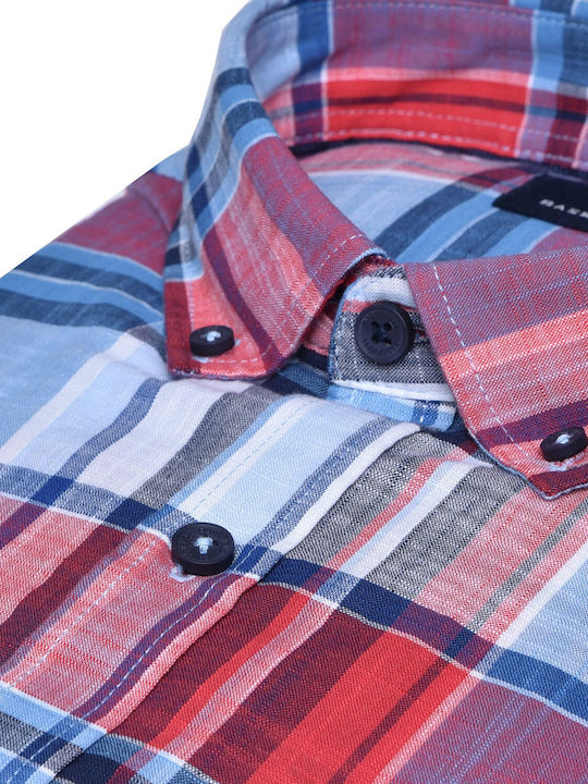 Plaid short-sleeve modern fit Basefield shirt Red Plaid