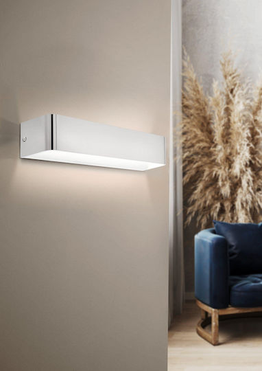 Eglo Sania Модерен Осветително тяло За стена с вграден LED Сребрист 36.5x8x8см.