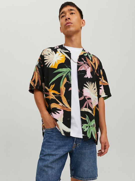 Short-sleeved Shirt Floral Black