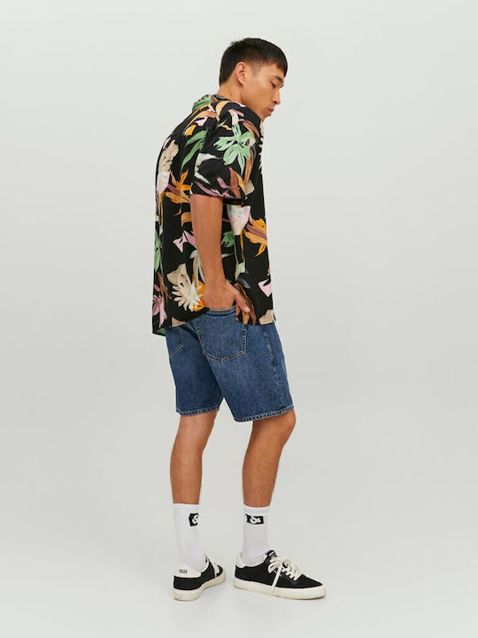 Short-sleeved Shirt Floral Black