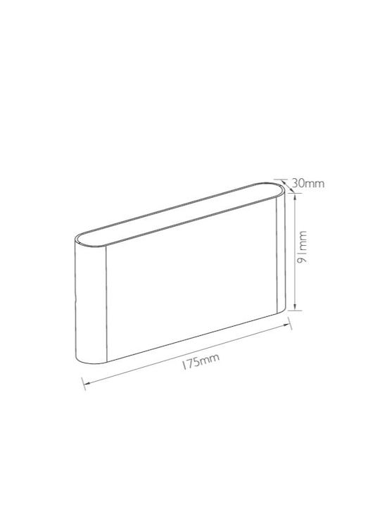 Lineme Wall-Mounted Outdoor Ceiling Light LED IP65 12W with Warm White Light Double Beam 17.5x3x9.1εκ.