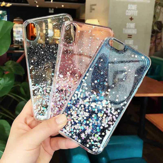 Wozinsky Star Glitter Umschlag Rückseite Silikon Schwarz (Redmi Note 9T)