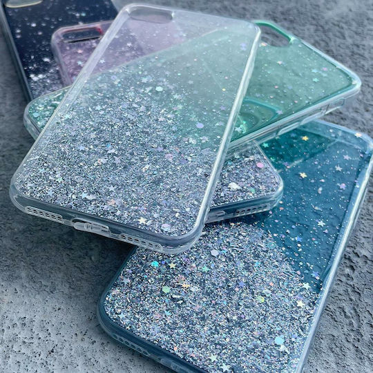 Wozinsky Star Glitter Umschlag Rückseite Silikon Schwarz (Redmi Note 9T)