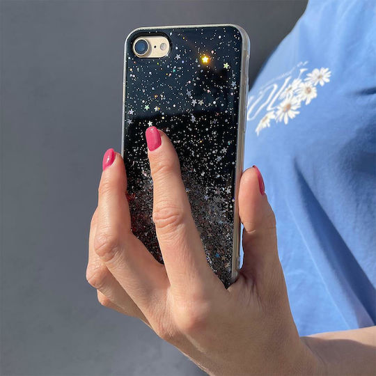Wozinsky Star Glitter Umschlag Rückseite Silikon Schwarz (Redmi Note 9T)