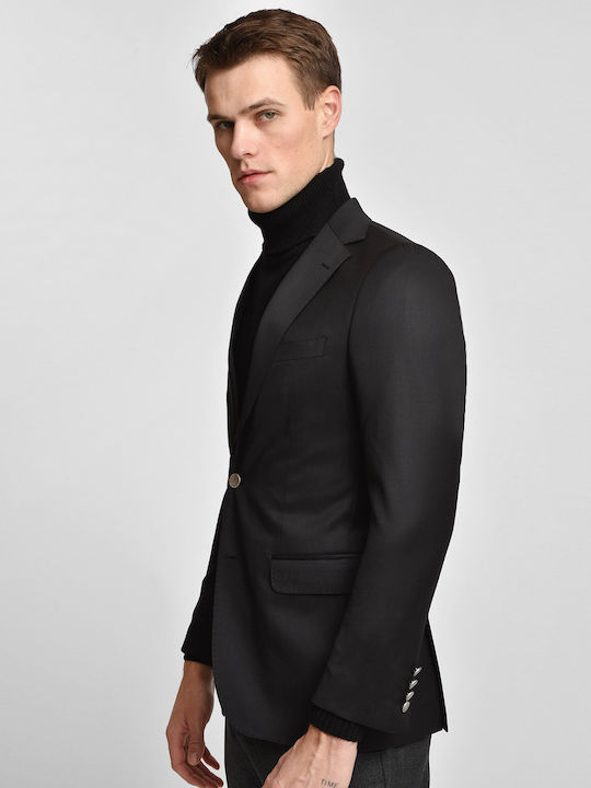 Slim fit jacket Mauro Boano Black WOOL SOLID ALL DAY