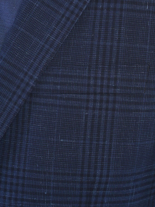 Semi-Canvas modern fit Kaiserhoff Suit Jacket Blue Checkered WOOL/LINEN CHECK ALL DAY, BUSINESS