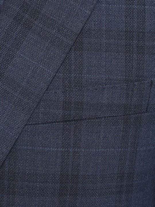 Semi-Canvas modern fit Kaiserhoff Suit Jacket Blue Checkered WOOL CHECK ALL DAY, BUSINESS