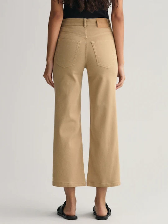 Gant Women's Denim Trousers in Wide Line Dark Khaki