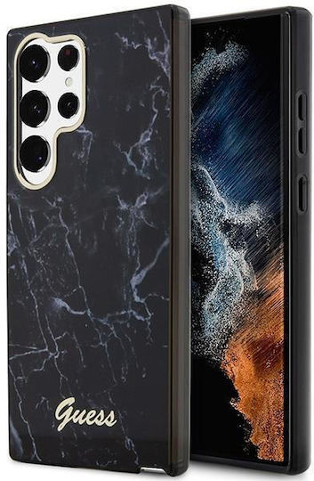 Guess Marble Marble Back Cover Plastic Black / Black (Galaxy S23 Ultra)