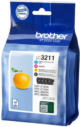 Brother LC-3211 Original Pack of 4 InkJet Printer Inks Yellow / Cyan / Magenta / Black (LC-3211VP)