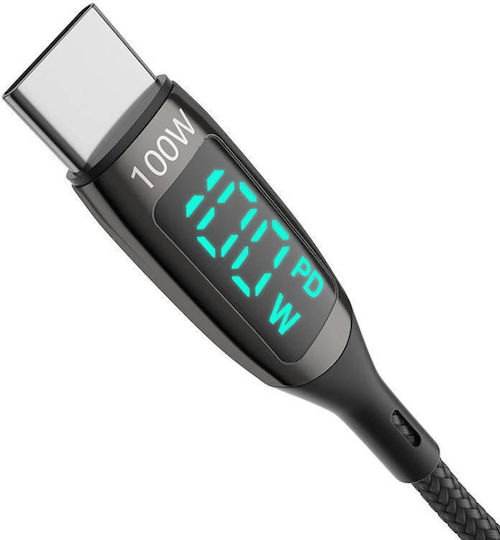 BlitzWolf BW-TC23 Braided / LED USB 2.0 Cable USB-C male - USB-C 100W Black 1.8m