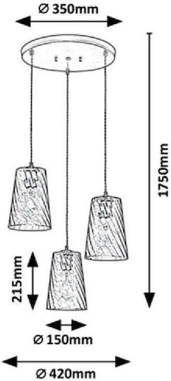 Rabalux Pendant Light Blue Rail with Socket E27 42cm