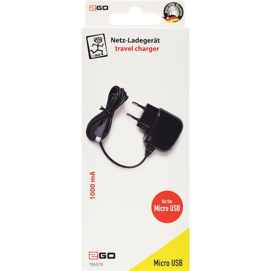 2GO Ladegerät mit integriertem Kabel Micro-USB Schwarzς (795570)