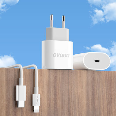 Dudao Charger with USB-C Port and Cable USB-C - Lightning 20W Power Delivery Whites (A8SEU)