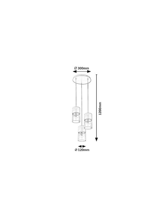 Rabalux Zelkova Pendant Light Three-Light for Socket E27 Silver