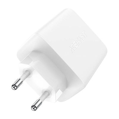 Acefast Ladegerät ohne Kabel GaN mit USB-A Anschluss und 2 USB-C Anschlüsse 65W Stromlieferung / Schnellaufladung 2.0 / Schnellaufladung 3.0 / Schnell-Ladung 4+ Weißs (A41)