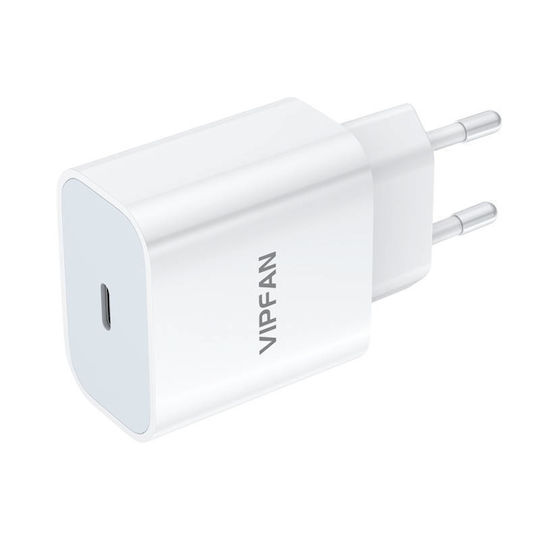 Vipfan Încărcător cu Port USB-C și Cablu USB-C - Lightning 20W Quick Charge 3.0 Albς (E04 Cable White)