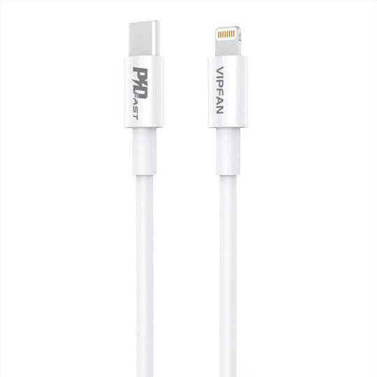 Vipfan Încărcător cu Port USB-C și Cablu USB-C - Lightning 20W Quick Charge 3.0 Albς (E04 Cable White)