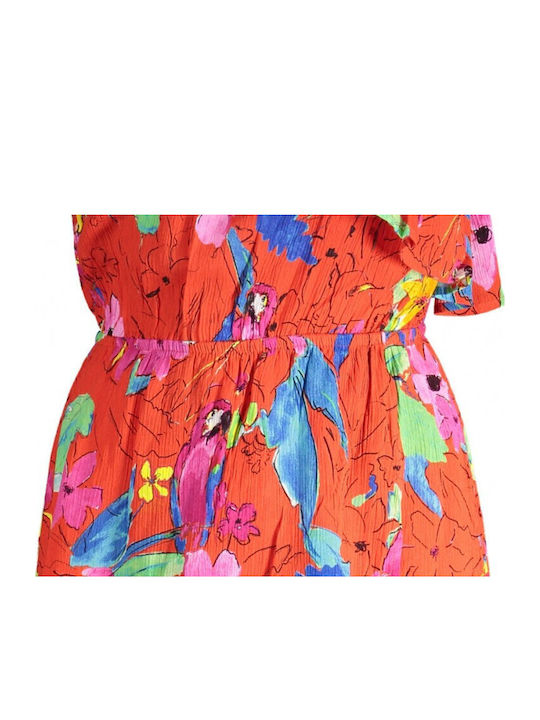 Monaco Summer Mini Evening Dress Wrap with Ruffles Red