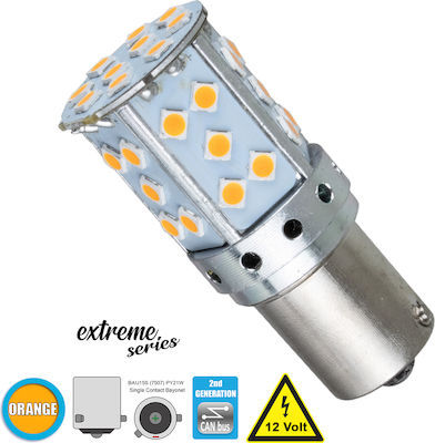 GloboStar Extreme Series 2 Gen Car PY21W-BAU15s Light Bulb LED Canbus Orange 12V 17W