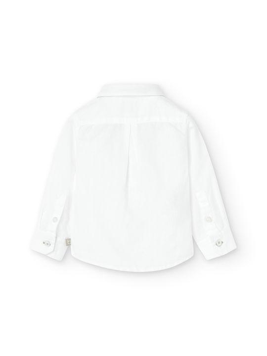 Boboli Kids One Color Linen Shirt White