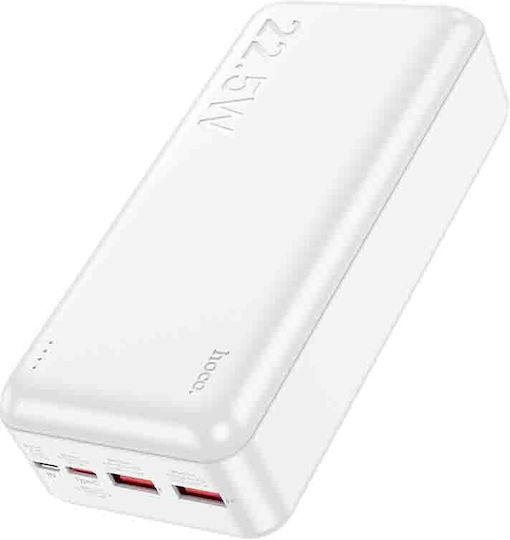 Hoco J101B Astute Power Bank 30000mAh 20W cu 2 Porturi USB-A și Port USB-C Livrarea energiei Alb