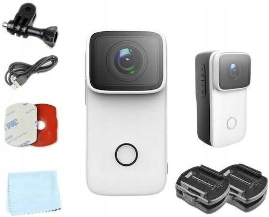 SJCAM C200 Action Camera 4K Ultra HD 360° Capture Underwater (with Case) with Screen 1.28" and Wi-Fi White