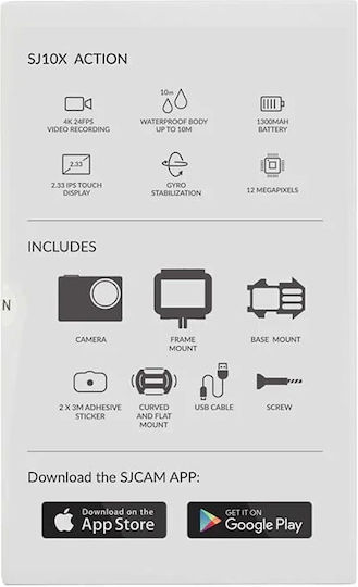 SJCAM SJ10X Action Camera 4K Ultra HD Underwater with Touch Screen 2.33" and Wi-Fi Black