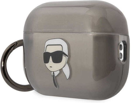 Karl Lagerfeld Karl Head Θήκη Σιλικόνης με Γάντζο σε Μαύρο χρώμα για Apple AirPods Pro