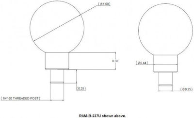 RAM Mount Μπίλια για Βάση Κινητού Μοτοσυκλέτας