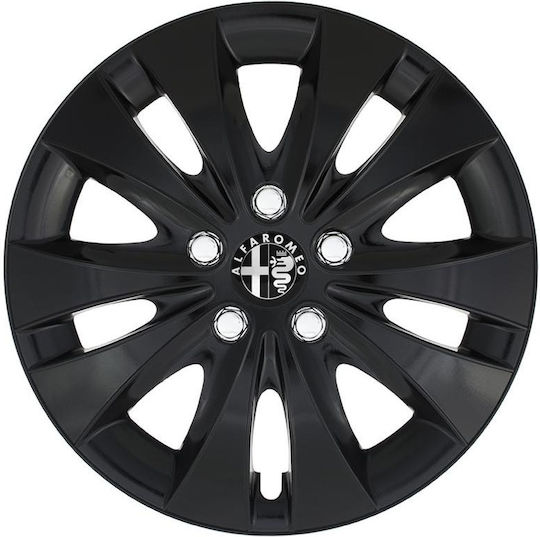 Jestic Σετ Τάσια Αυτοκινήτου Storm X Black με σήμα Alfa Romeo 4τμχ 15" Μαύρο