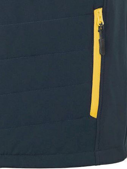 Sleeveless Jacket Softshell Waterproof and Windproof Navy/Yellow