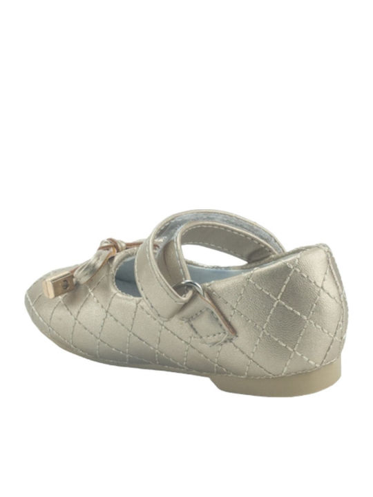 Kids Anatomic Ballerinas with Hoop & Loop Closure Gold